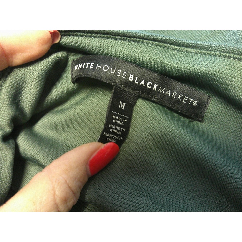 White House Black Market Sheath Dress Womens Medium Green Excellent Side Knot - Picture 4 of 7